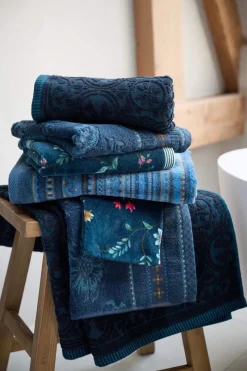 Pip Studio Handtücher|Badetuch Geometric Print Dunkel 55x100cm Blau