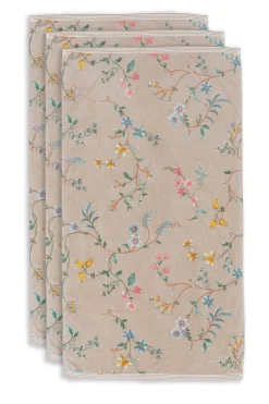 Pip Studio Handtücher|Badetuch Set/3 Les Fleurs 55x100 cm Khaki
