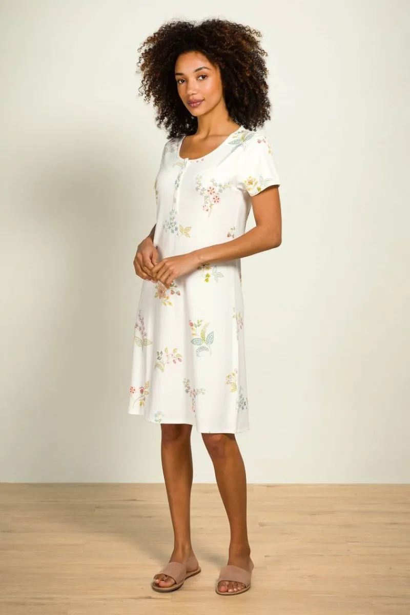 Pip Studio Strandmode|Nachthemden|Daisy Nachthemd Kurze Ärmeln Blossom Chique Weiss
