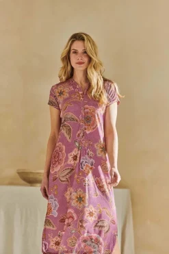 Pip Studio Strandmode|Nachthemden|Dalia Nachthemd Kurze Ärmeln Matata Lila Violett