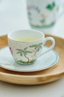 Pip Studio Espresso Tasse|Tasse & Untertasse|Espresso Tasse & Untertasse Jolie Punkte Gold Blau