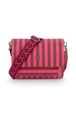 Pip Studio Taschen|Umhängetaschen|Fenna Schultertasche Mittel Streifen Rosa