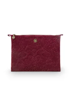 Pip Studio Necessaire|Flaches Necessaire Gross Samt Quiltey Days Rot