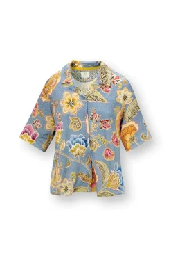 Pip Studio Strandmode|Tops|Flora Top Kurze Ärmeln Matata Blau