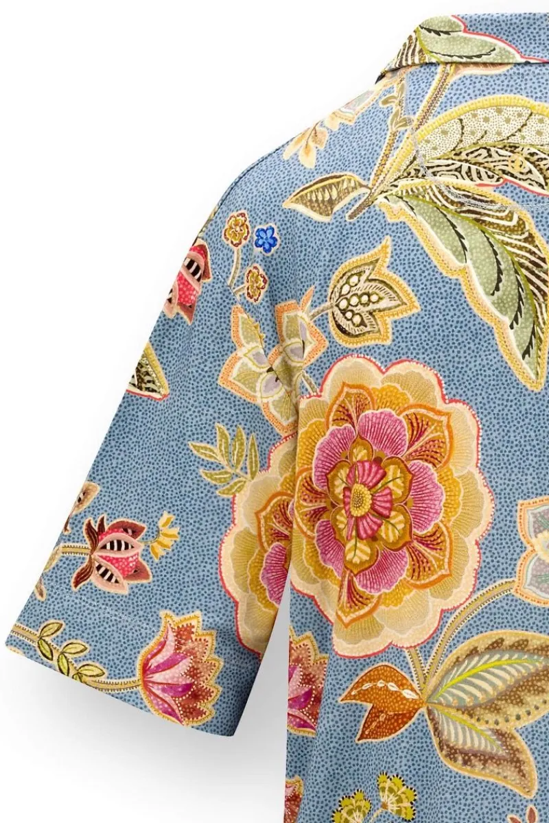 Pip Studio Strandmode|Tops|Flora Top Kurze Ärmeln Matata Blau