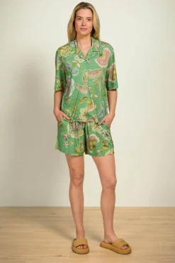 Pip Studio Strandmode|Tops|Flora Top Kurze Ärmeln Matata Grün
