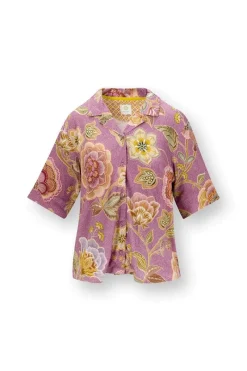 Pip Studio Strandmode|Tops|Flora Top Kurze Ärmeln Matata Lila Violett