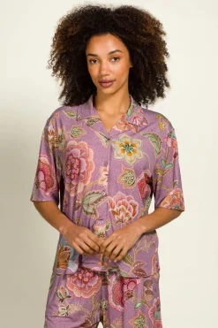 Pip Studio Strandmode|Tops|Flora Top Kurze Ärmeln Matata Lila Violett