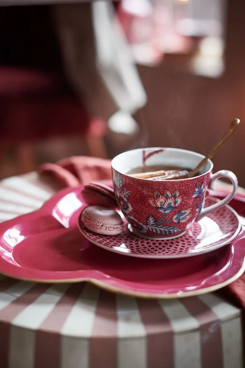 Pip Studio Cappuccino Tasse|Tasse & Untertasse|Flower Festival Cappuccino Tasse & Undertasse Dunkel Rosa