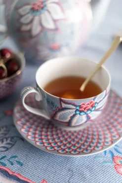 Pip Studio Cappuccino Tasse|Tasse & Untertasse|Flower Festival Cappuccino Tasse & Undertasse Hell Blau