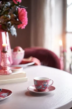 Pip Studio Espresso Tasse|Tasse & Untertasse|Flower Festival Espresso Tasse & Undertasse Dunkel Rosa