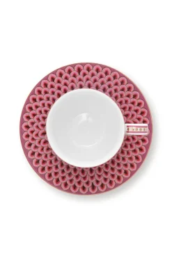 Pip Studio Espresso Tasse|Tasse & Untertasse|Flower Festival Espresso Tasse & Undertasse Dunkel Rosa