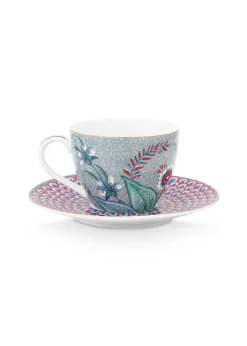 Pip Studio Espresso Tasse|Tasse & Untertasse|Flower Festival Espresso Tasse & Undertasse Hell Blau