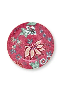 Pip Studio Gebäckteller|Flower Festival Gebäckteller Dunkel 17 cm Rosa