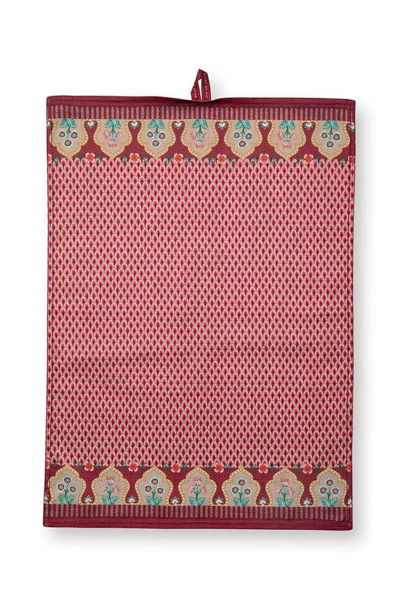 Pip Studio Geschirrtuch|Flower Festival Geschirrtuch Rot/Dunkel Rosa