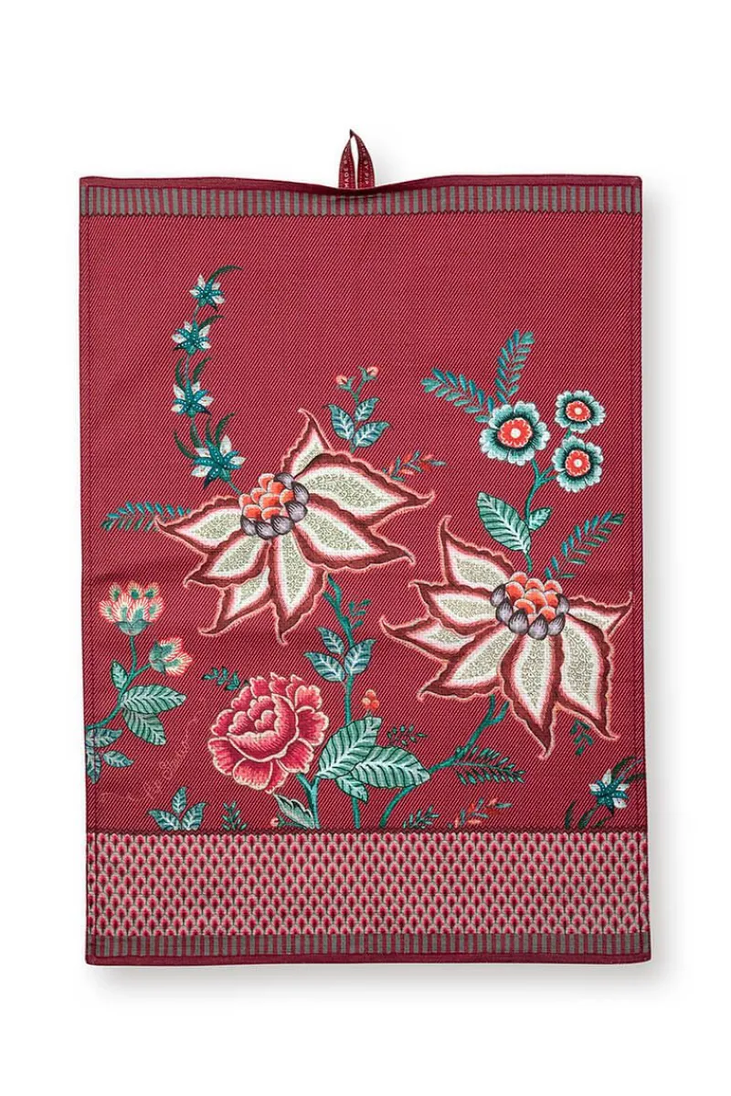 Pip Studio Geschirrtuch|Flower Festival Geschirrtuch Dunkel Rosa
