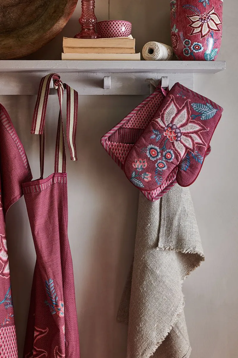 Pip Studio Ofenhandschuhe|Flower Festival Ofenhandschuh Dunkel Rosa