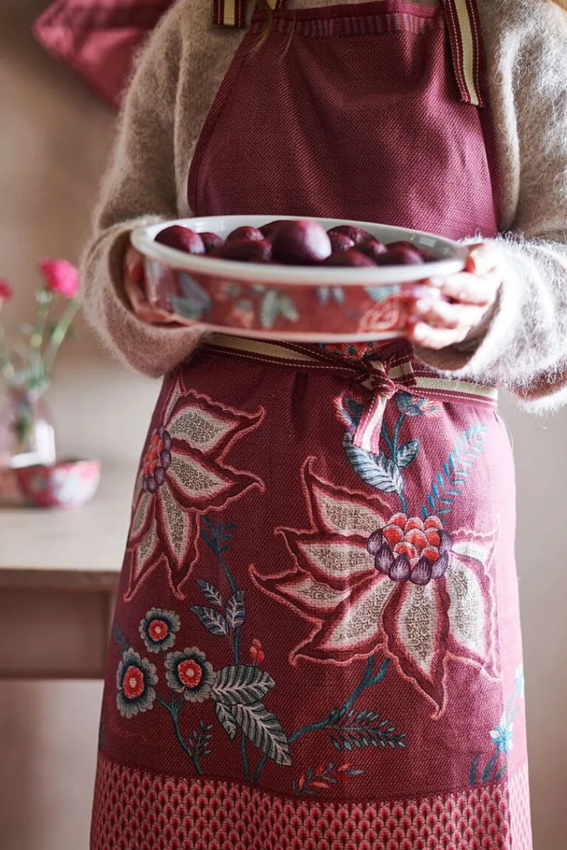 Pip Studio Kuchenschurzen|Flower Festival Schürze Dunkel Rosa