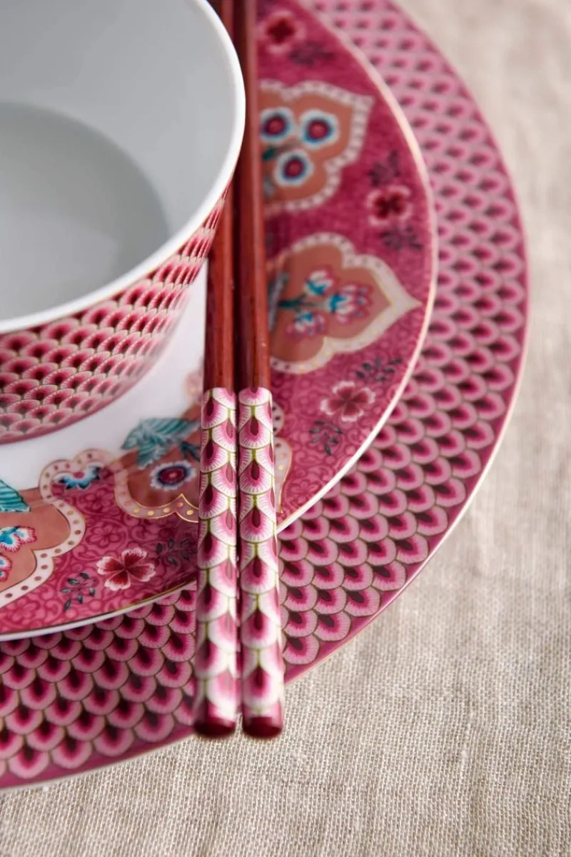 Pip Studio Porzellan Sets|Essteller|Flower Festival Set/4 Essteller Dunkel 26.5cm Rosa