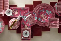 Pip Studio Porzellan Sets|Frühstücksteller|Flower Festival Set/4 Frühstücksteller Dunkel 21cm Rosa