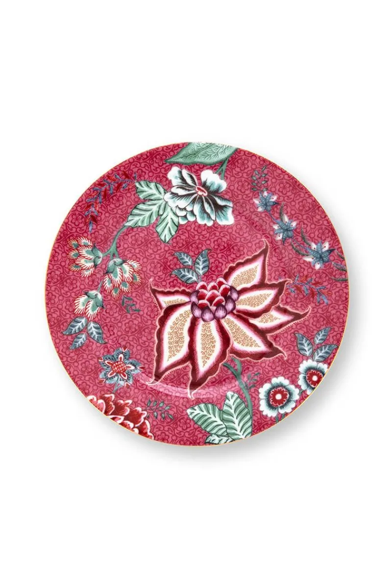 Pip Studio Porzellan Sets|Gebäckteller|Flower Festival Set/4 Gebäckteller Dunkel 17cm Rosa