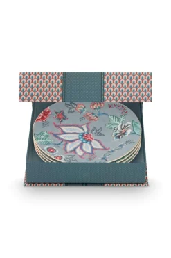 Pip Studio Porzellan Sets|Gebäckteller|Flower Festival Set/4 Gebäckteller Hell 17cm Blau