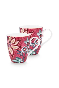 Pip Studio Porzellan Sets|Teetassen|Flower Festival Set/2 Tassen Gross Dunkelrosa