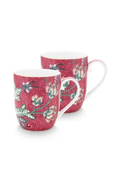 Pip Studio Porzellan Sets|Kaffeetassen|Flower Festival Set/2 Tassen Klein Dunkel Rosa