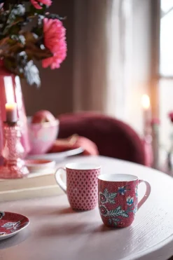 Pip Studio Porzellan Sets|Kaffeetassen|Flower Festival Set/2 Tassen Klein Dunkel Rosa