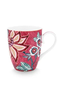 Pip Studio Teetassen|Flower Festival Tasse Gross Dunkel Rosa