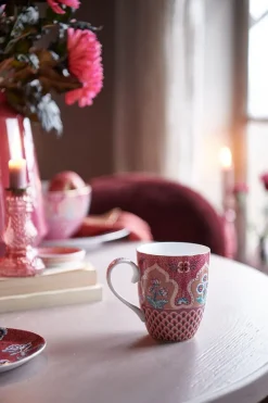 Pip Studio Teetassen|Flower Festival Tasse Gross Deco Dunkel Rosa
