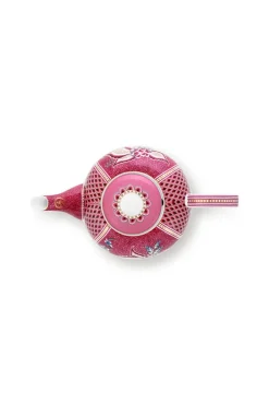 Pip Studio Teekannen|Flower Festival Teekanne Gross Dunkel Rosa