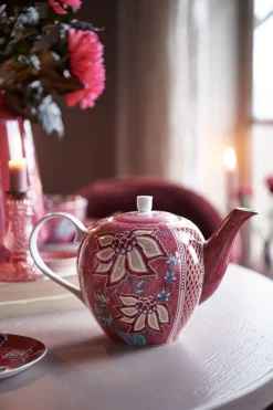 Pip Studio Teekannen|Flower Festival Teekanne Gross Dunkel Rosa