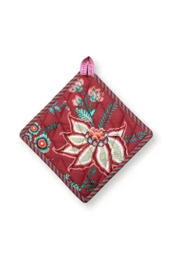 Pip Studio Ofenhandschuhe|Flower Festival Topflappen Quadratisch Dunkel Rosa