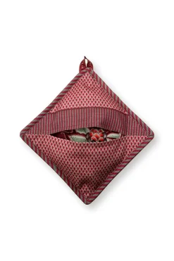 Pip Studio Ofenhandschuhe|Flower Festival Topflappen Quadratisch Dunkel Rosa