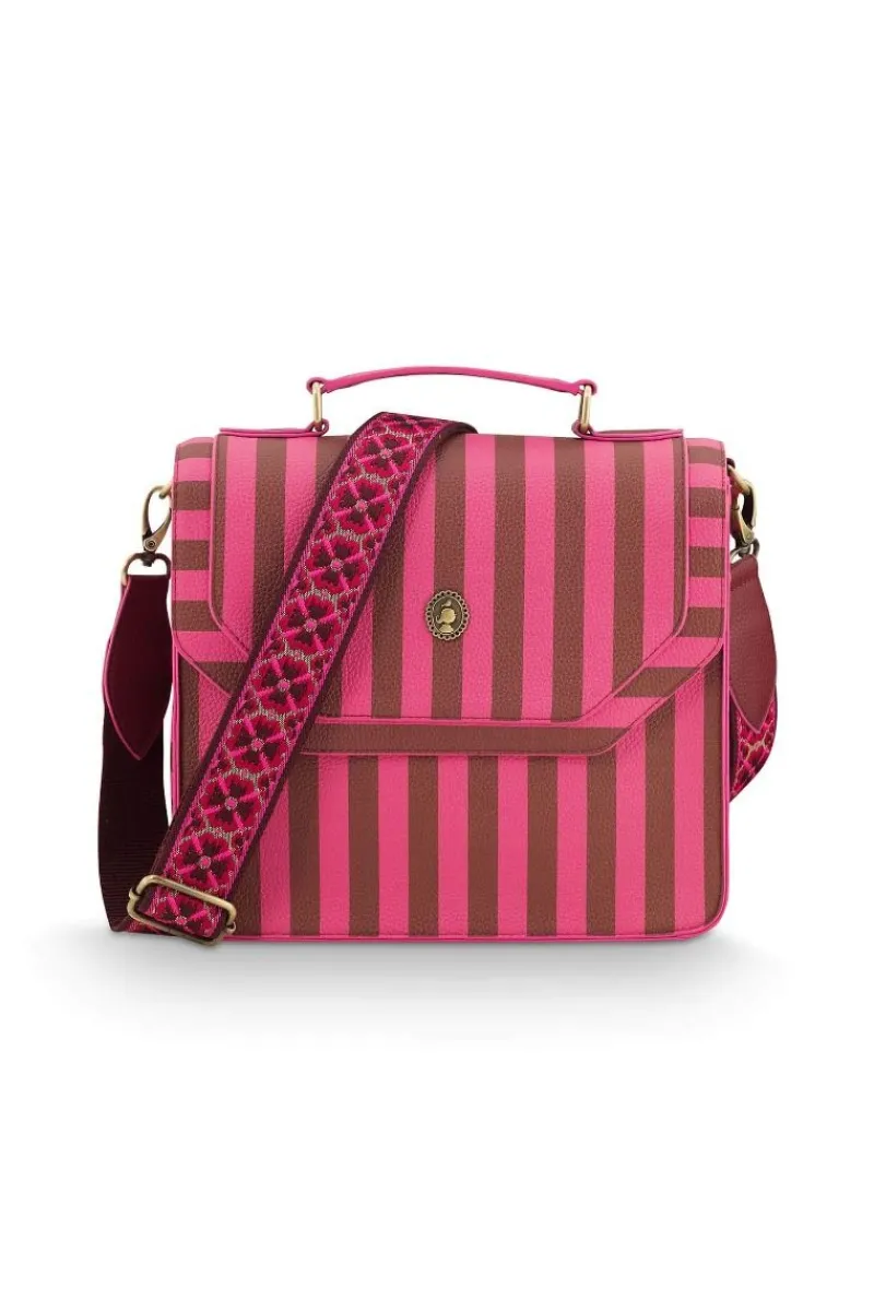 Pip Studio Taschen|Umhängetaschen|Frances Schultertasche Mittel Streifen Rosa