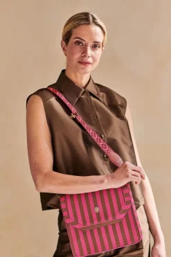Pip Studio Taschen|Umhängetaschen|Frances Schultertasche Mittel Streifen Rosa