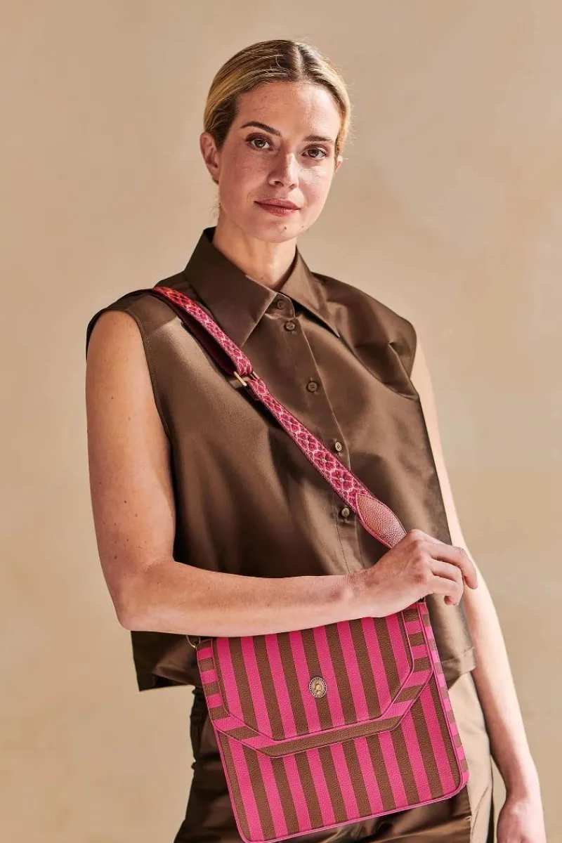 Pip Studio Taschen|Umhängetaschen|Frances Schultertasche Mittel Streifen Rosa