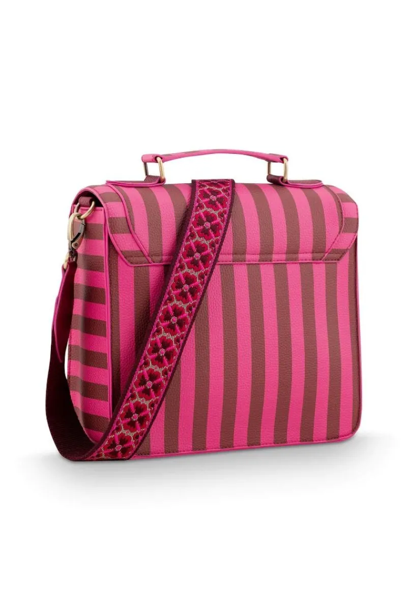 Pip Studio Taschen|Umhängetaschen|Frances Schultertasche Mittel Streifen Rosa