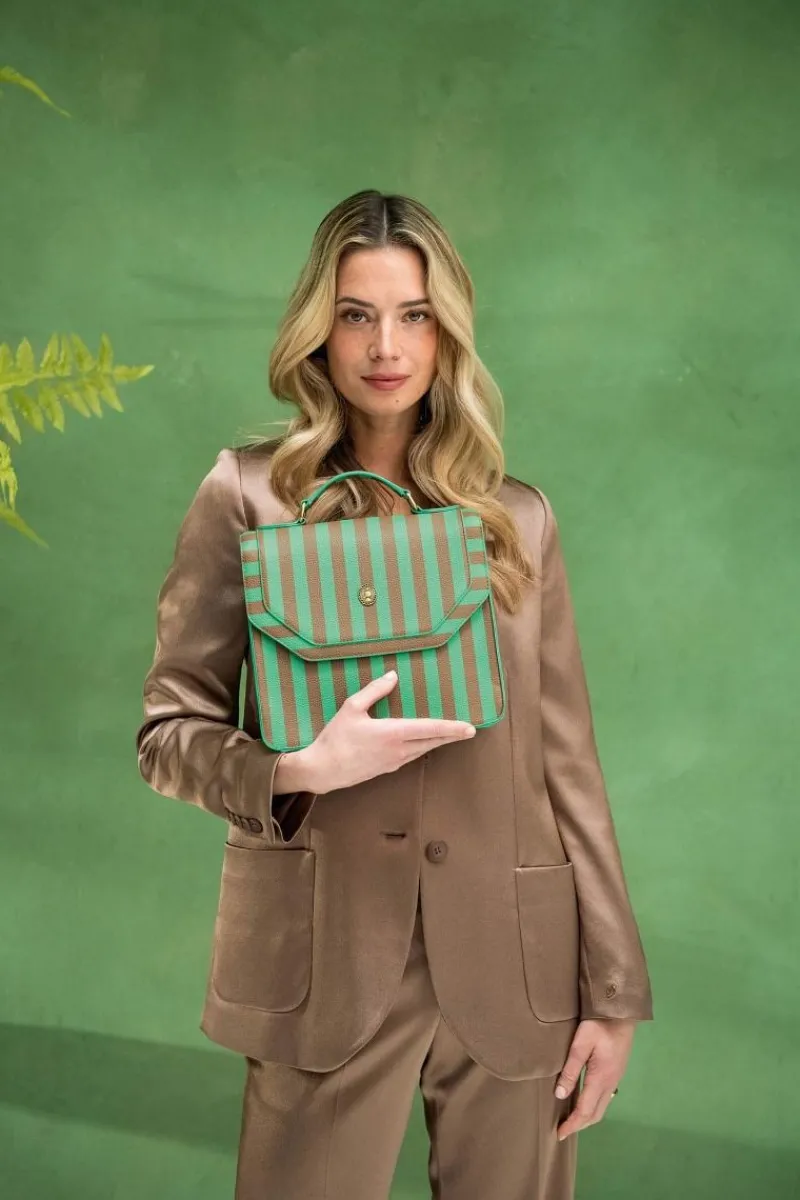Pip Studio Taschen|Umhängetaschen|Frances Schultertasche Mittel Streifen Grün