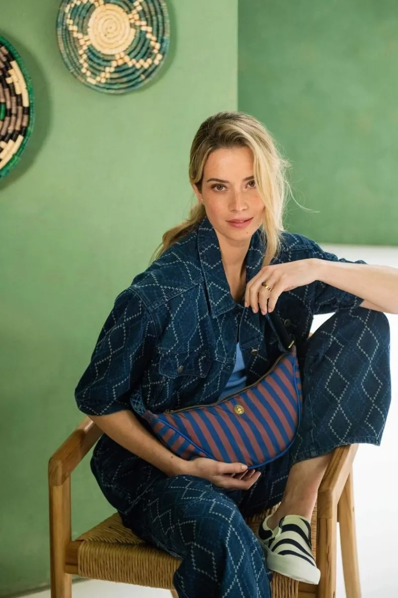 Pip Studio Taschen|Umhängetaschen|Freya Schultertasche Streifen Blau