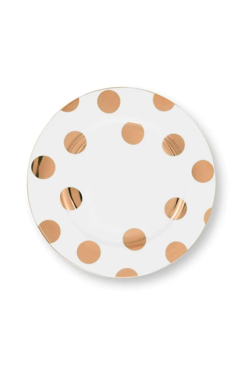 Pip Studio Weihnachten|Frühstücksteller|Frühstücksteller Dot Delight Weiss-Gold 23cm