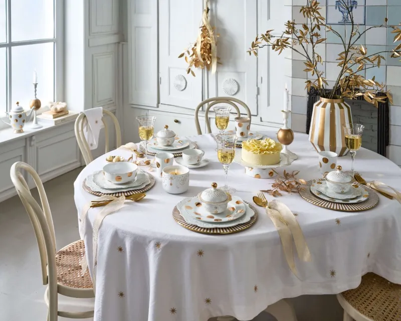 Pip Studio Weihnachten|Frühstücksteller|Frühstücksteller Dot Delight Weiss-Gold 23cm