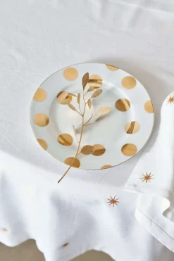 Pip Studio Weihnachten|Frühstücksteller|Frühstücksteller Dot Delight Weiss-Gold 23cm