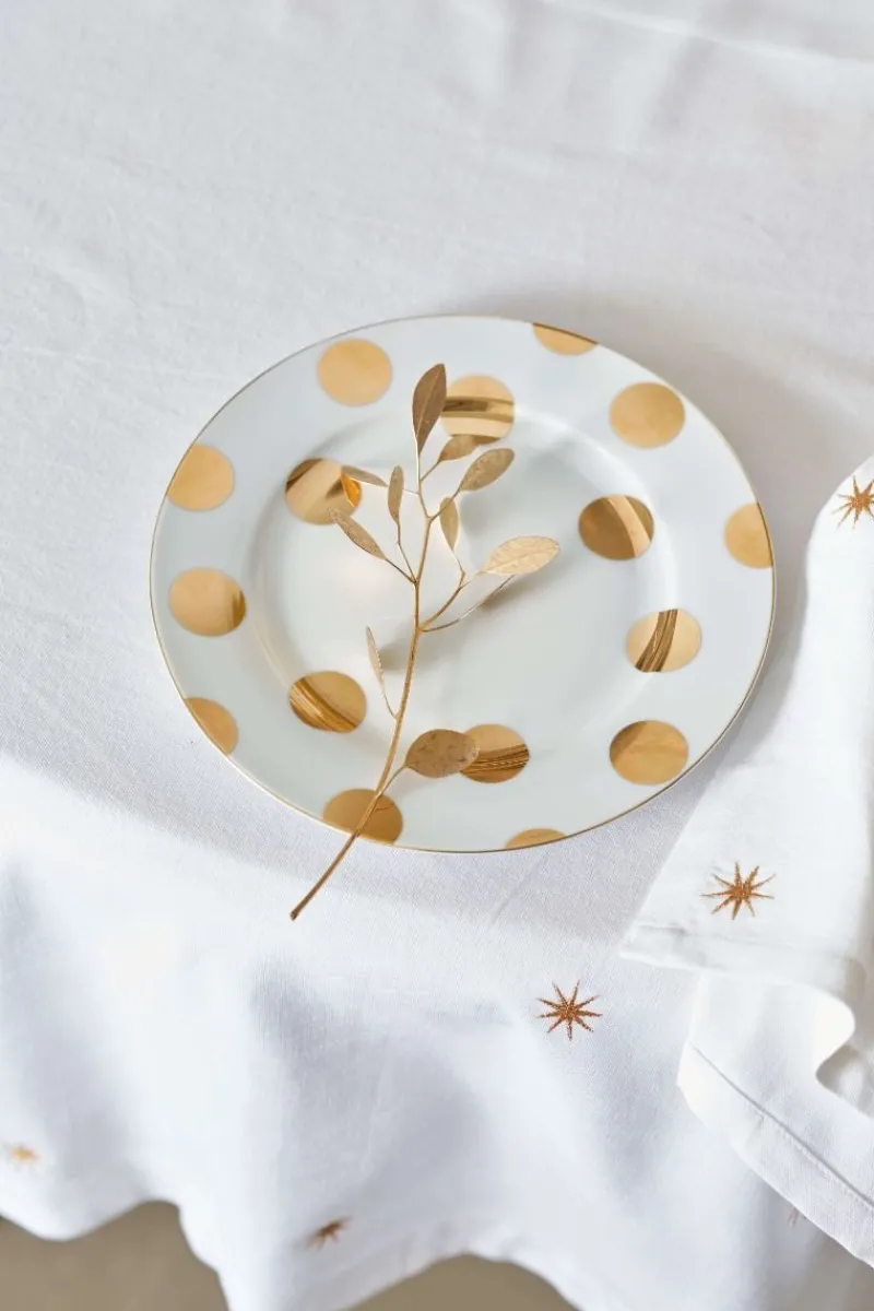 Pip Studio Weihnachten|Frühstücksteller|Frühstücksteller Dot Delight Weiss-Gold 23cm