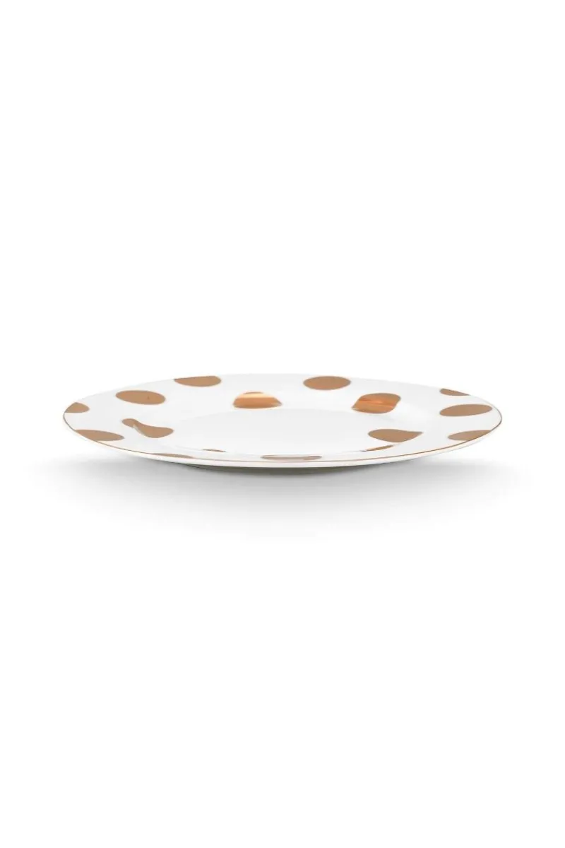 Pip Studio Weihnachten|Frühstücksteller|Frühstücksteller Dot Delight Weiss-Gold 23cm