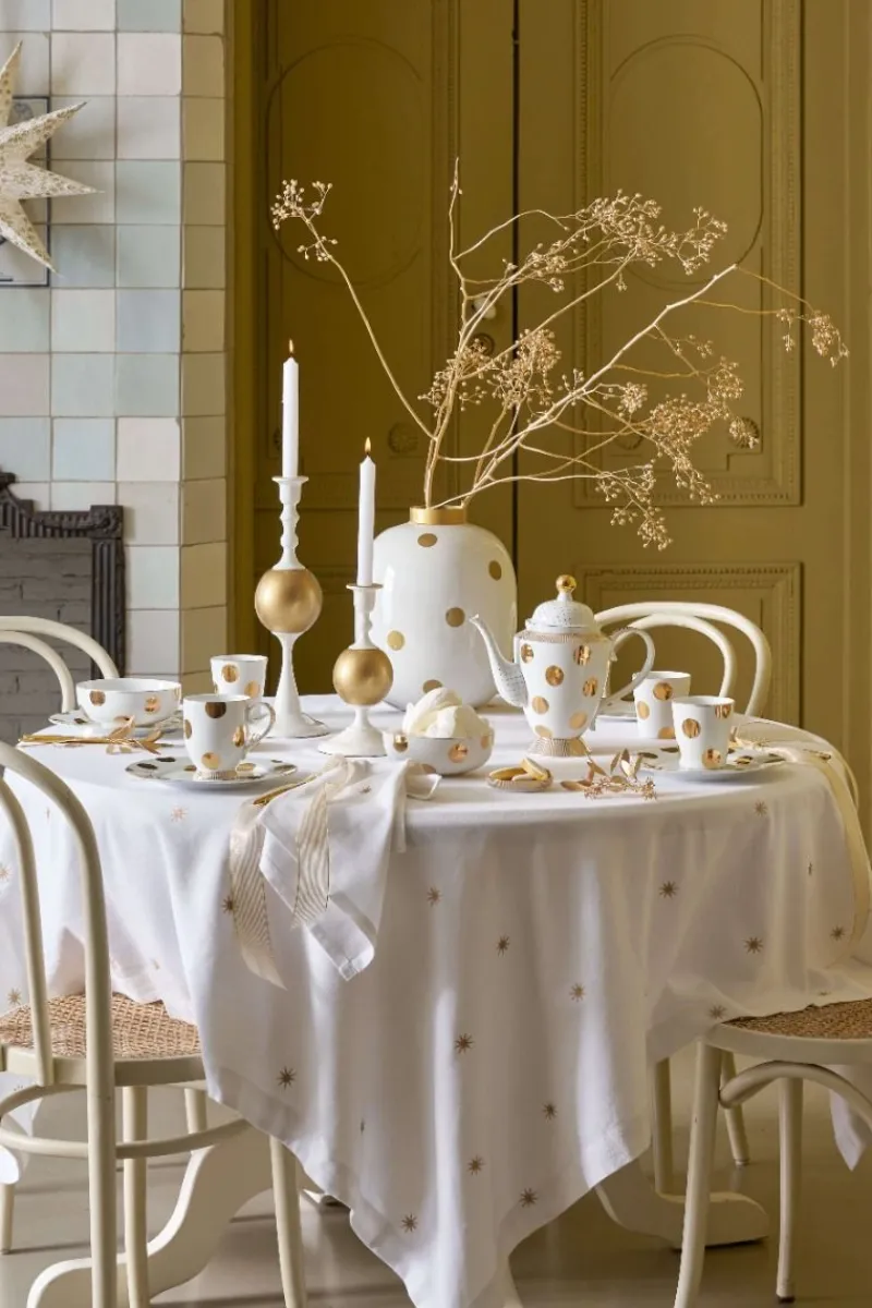 Pip Studio Weihnachten|Frühstücksteller|Frühstücksteller Dot Delight Weiss-Gold 23cm