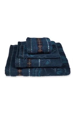 Pip Studio Handtücher|Große Handtuch Jasmin Jacquard Dunkel 70x140cm Blau