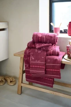 Pip Studio Handtücher|Große Handtuch Jasmin Jacquard Dunkel 70x140cm Rosa