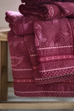 Pip Studio Handtücher|Große Handtuch Jasmin Jacquard Dunkel 70x140cm Rosa